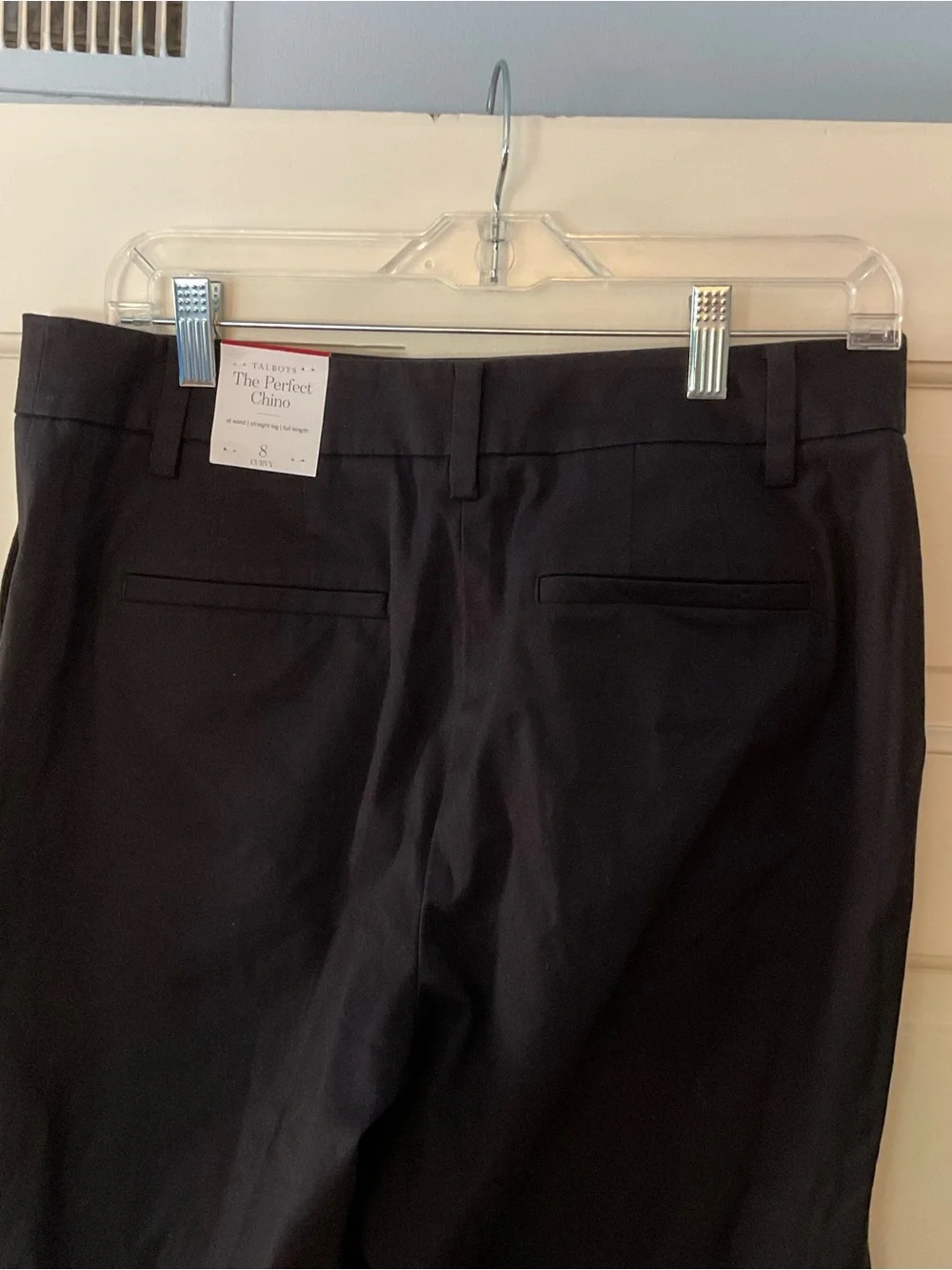Talbots The Perfect Curvy Chino Pants Black 8 NWT Straight Leg Full Length